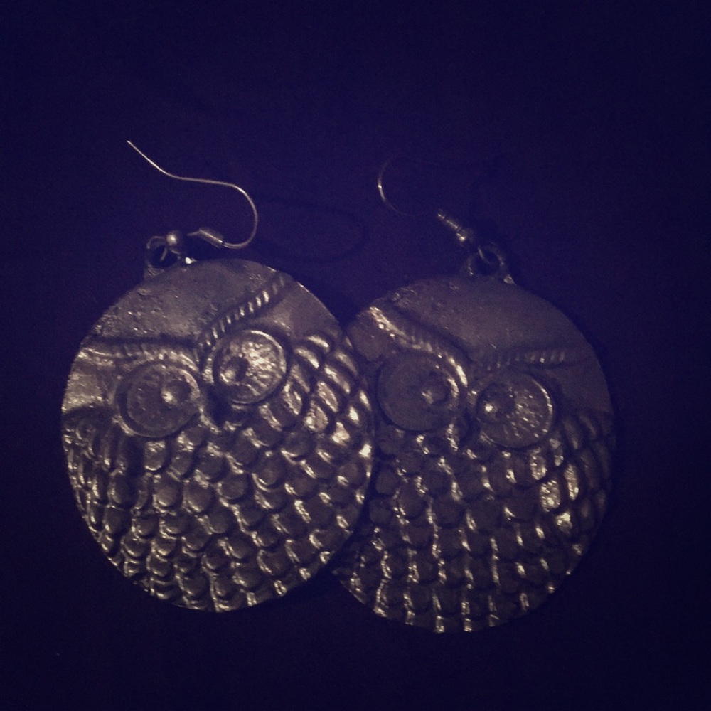 Owl silver dangling earrings